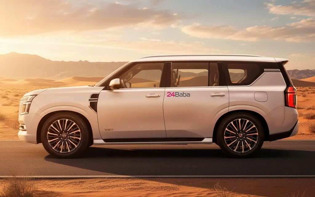 Nissan Patrol 2025 White side profile – rental in Dubai