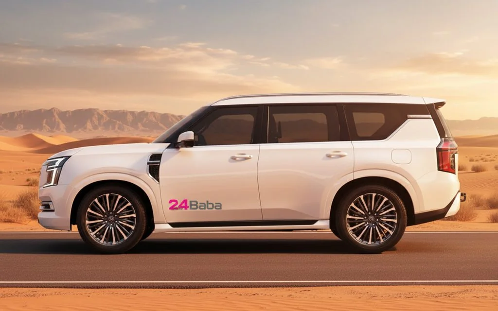 Nissan Patrol 2025 White side profile – rental in Dubai