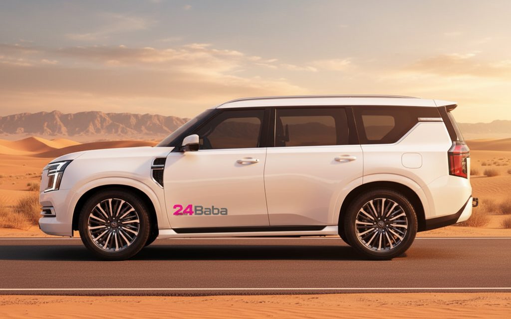 Nissan Patrol 2025 White side profile – rental in Dubai