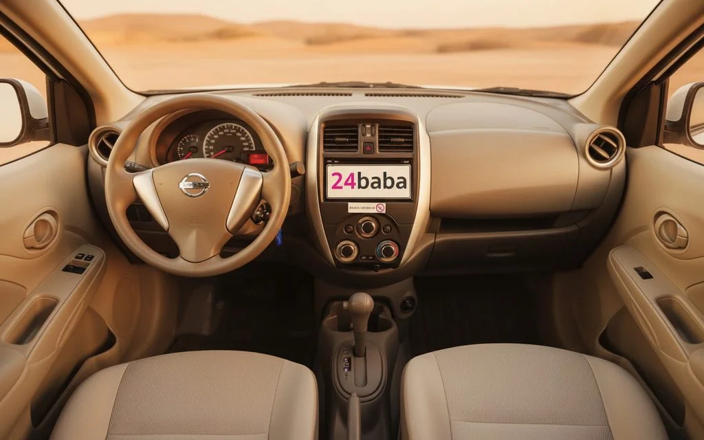 Nissan Sunny 2024 dashboard and infotainment – rental in Dubai