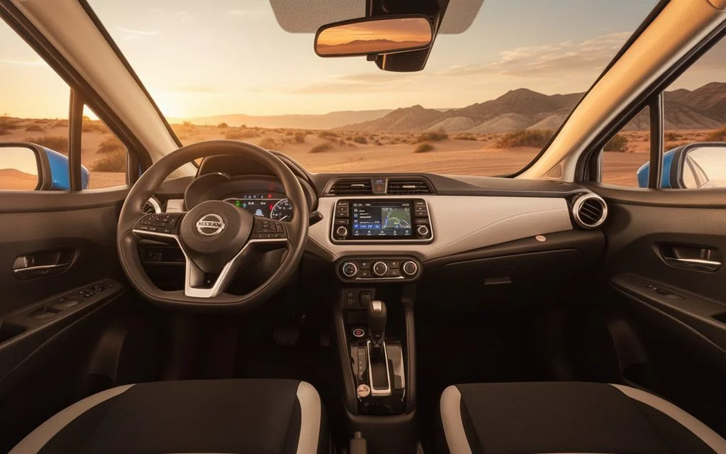 Nissan Versa 2021 interior view showing trim – rental in Dubai