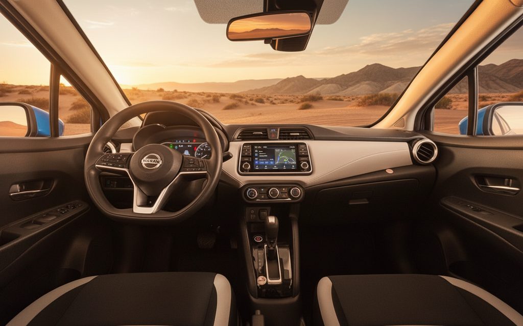 Nissan Versa 2021 interior view showing trim – rental in Dubai