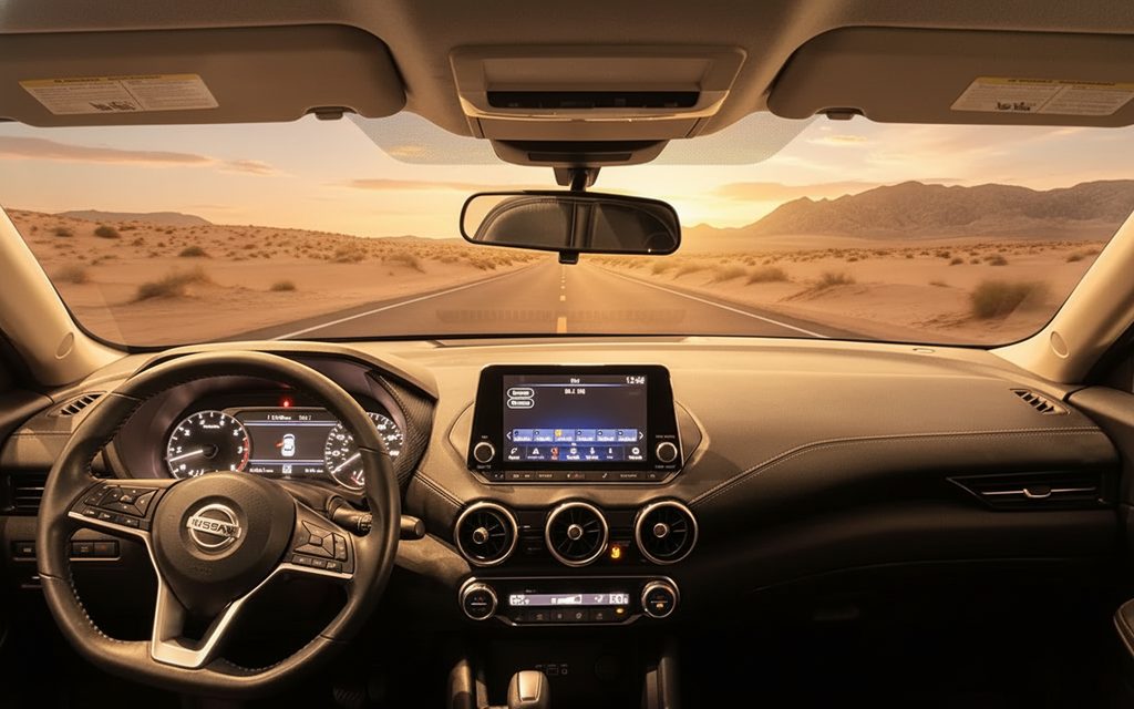 Nissan Versa 2020 interior view showing trim – rental in Dubai