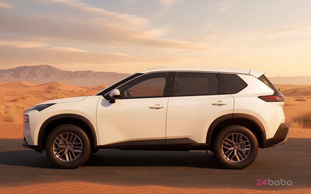 Nissan X Trail 2024 White side profile – rental in Dubai