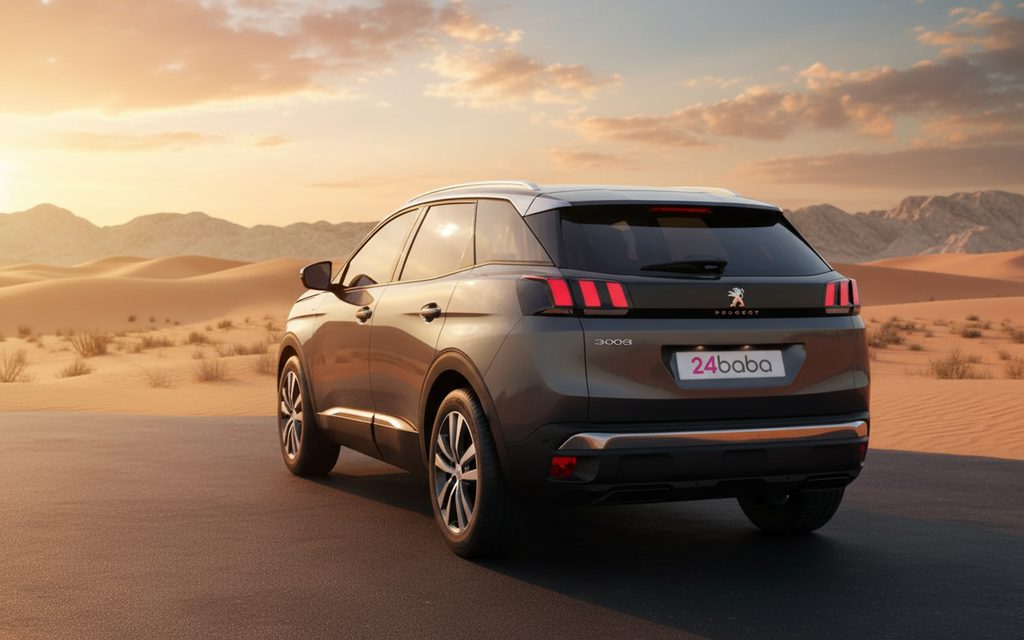 Peugeot 3008 2025 Brown rear view showing taillights – rental in Dubai