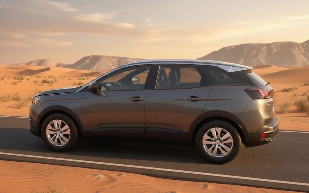 Peugeot 3008 2025 Brown side profile – rental in Dubai
