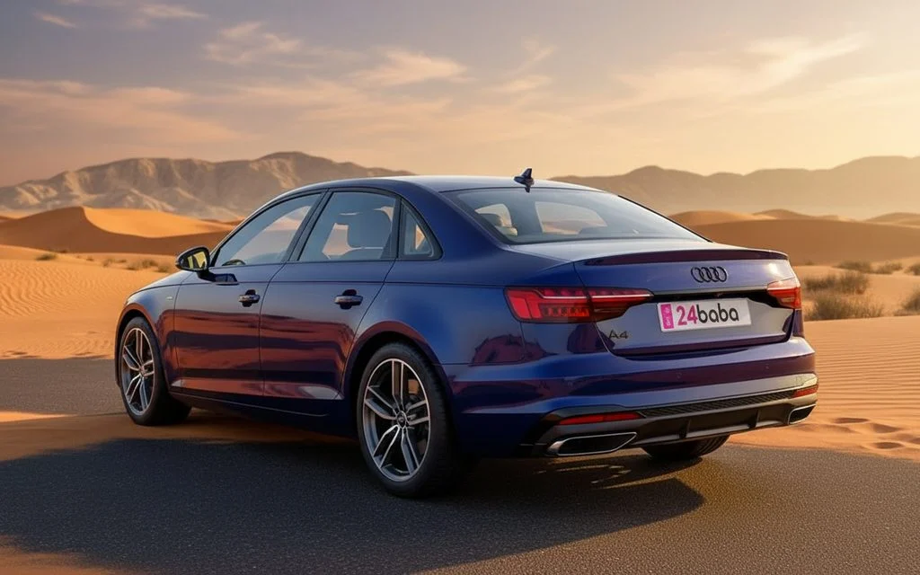 Audi A4 2024 Blue rear view showing taillights