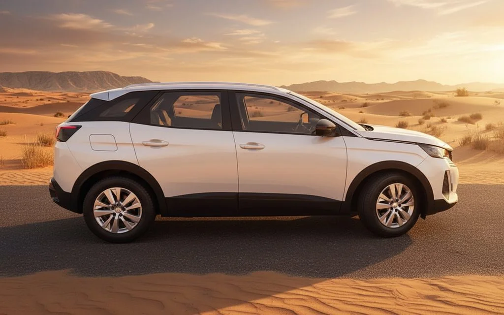 Peugeot 3008 2025 White side profile – rental in Dubai