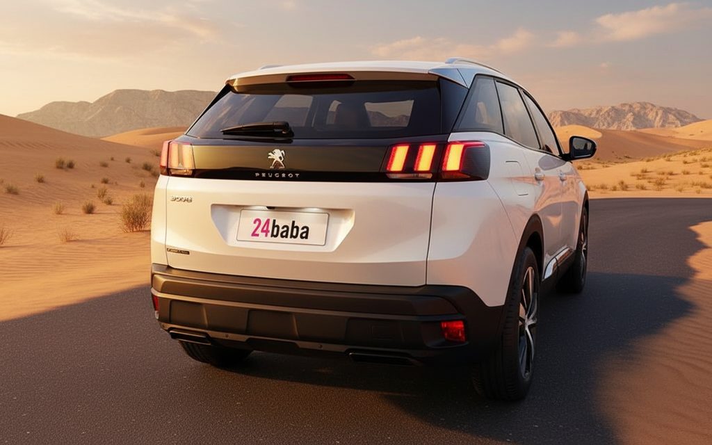 Peugeot 3008 2025 White rear view showing taillights – rental in Dubai