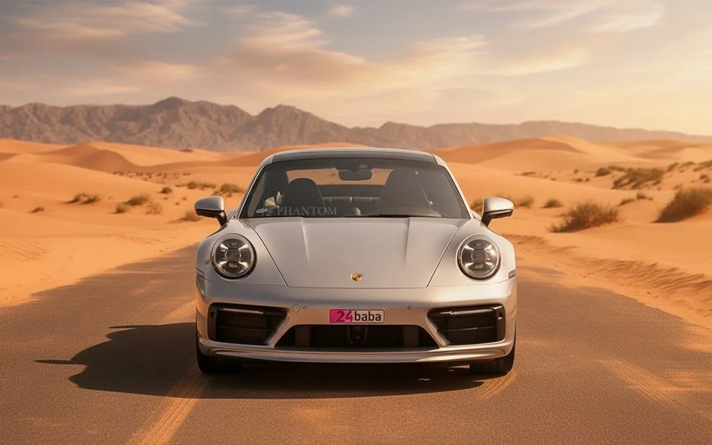 Porsche 911 2021 Grey front view with headlights