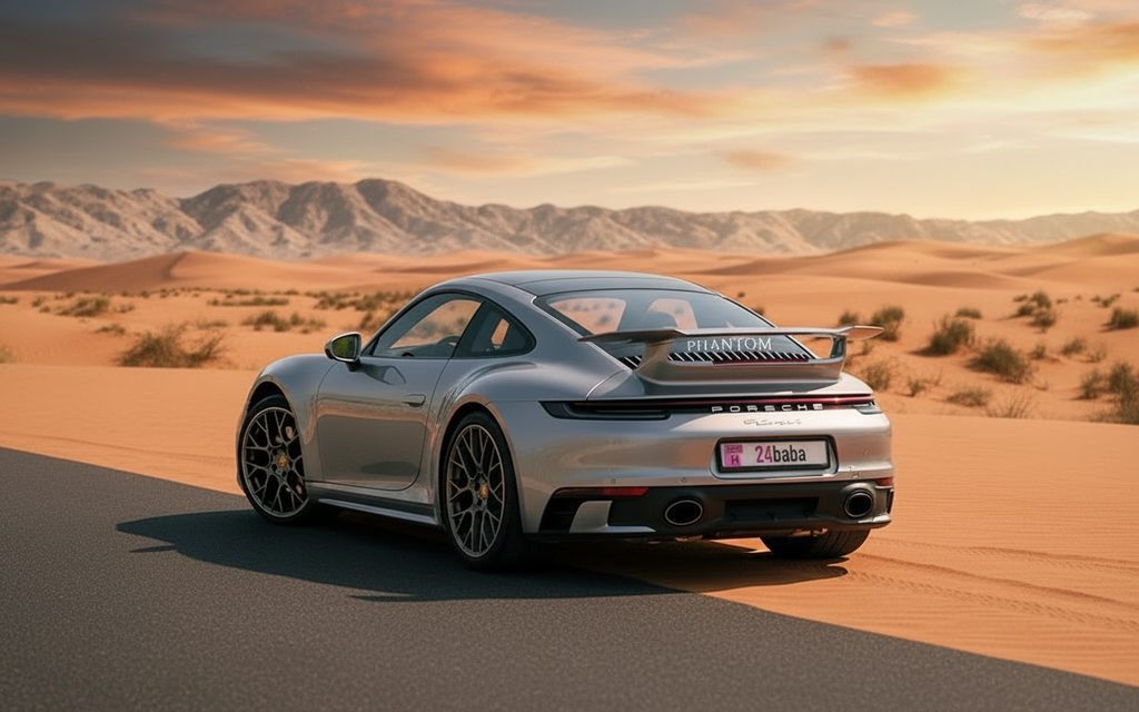 Porsche 911 2021 Grey rear view showing taillights