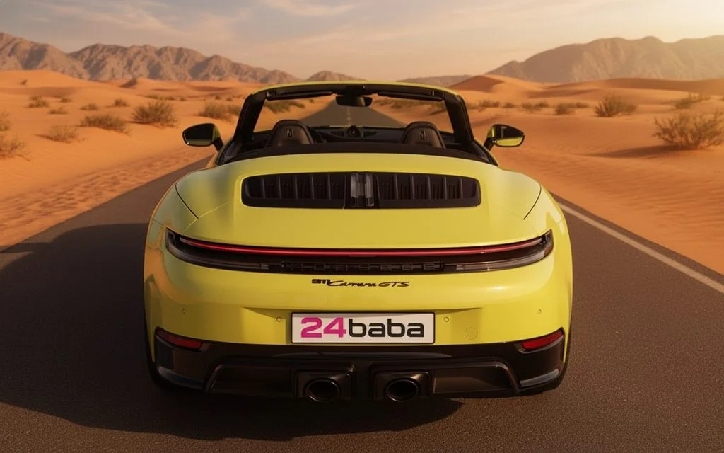 Porsche 911 2025 Yellow rear view showing taillights