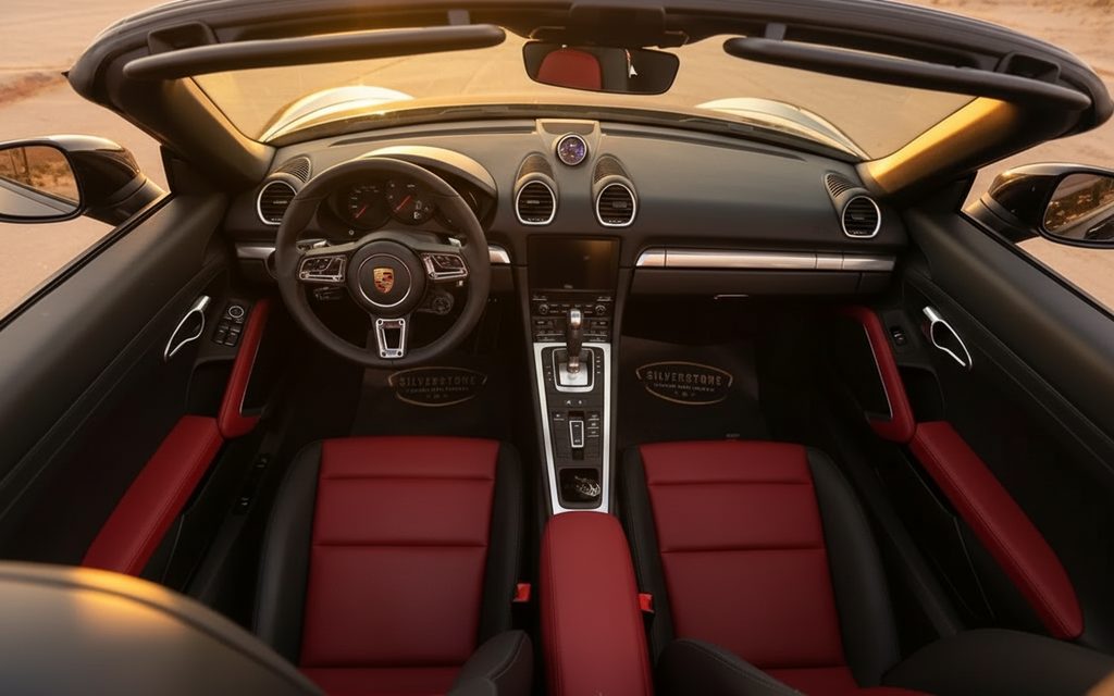 Porsche Boxster 2024 Black front view with headlights