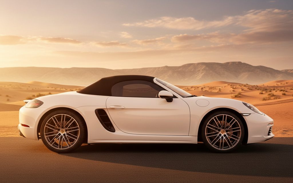Porsche Boxster 2024 White side profile