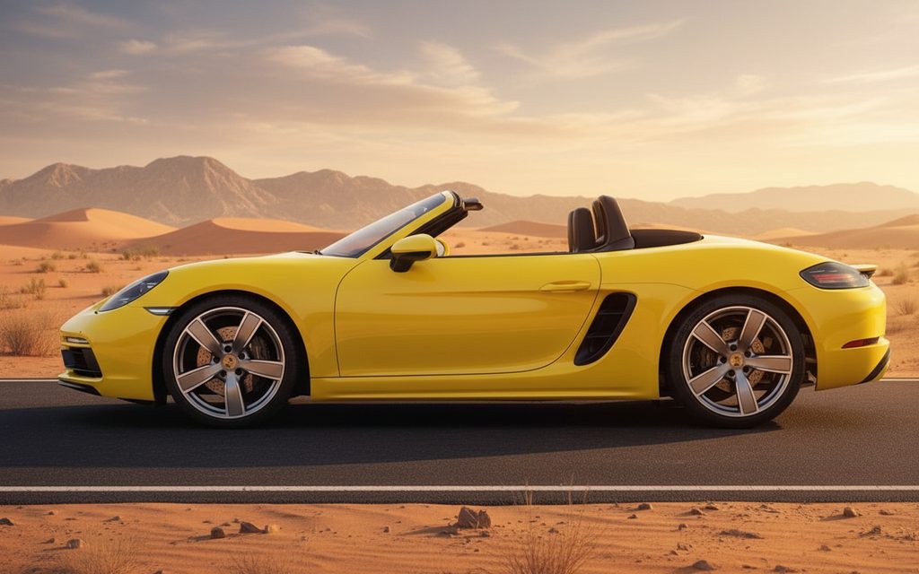 Porsche Boxster 2024 Yellow side profile