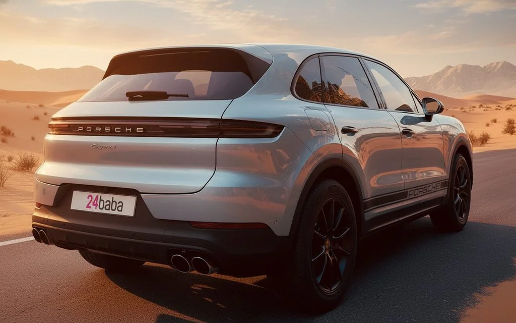 Porsche Cayenne 2024 Silver rear view showing taillights