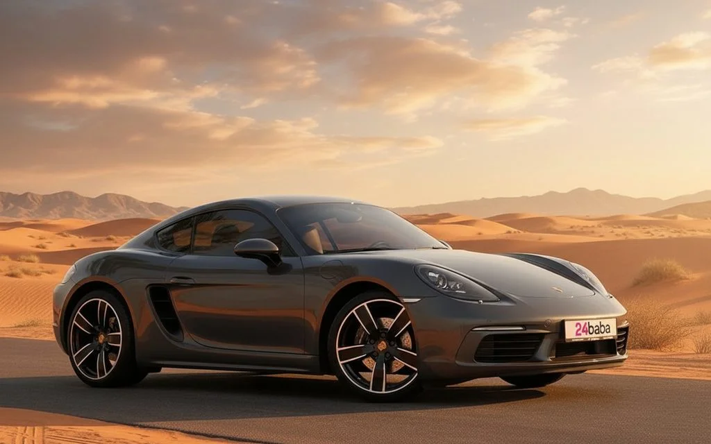 Porsche Cayman 2021 Dark Gray front view with headlights