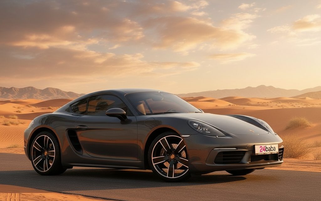 Porsche Cayman 2021 Dark Gray front view with headlights