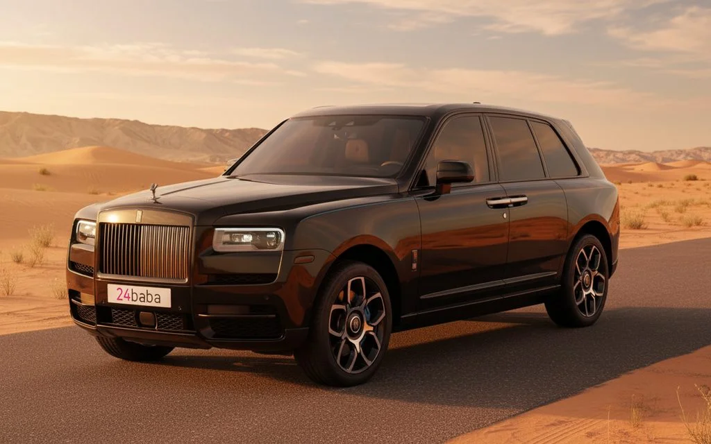 RollsRoyce Cullinan 2024 Black front view with headlights