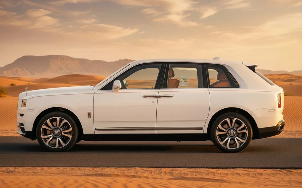 RollsRoyce Cullinan 2023 White side profile – rental in Dubai