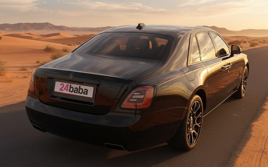 RollsRoyce Ghost 2024 Black rear view showing taillights