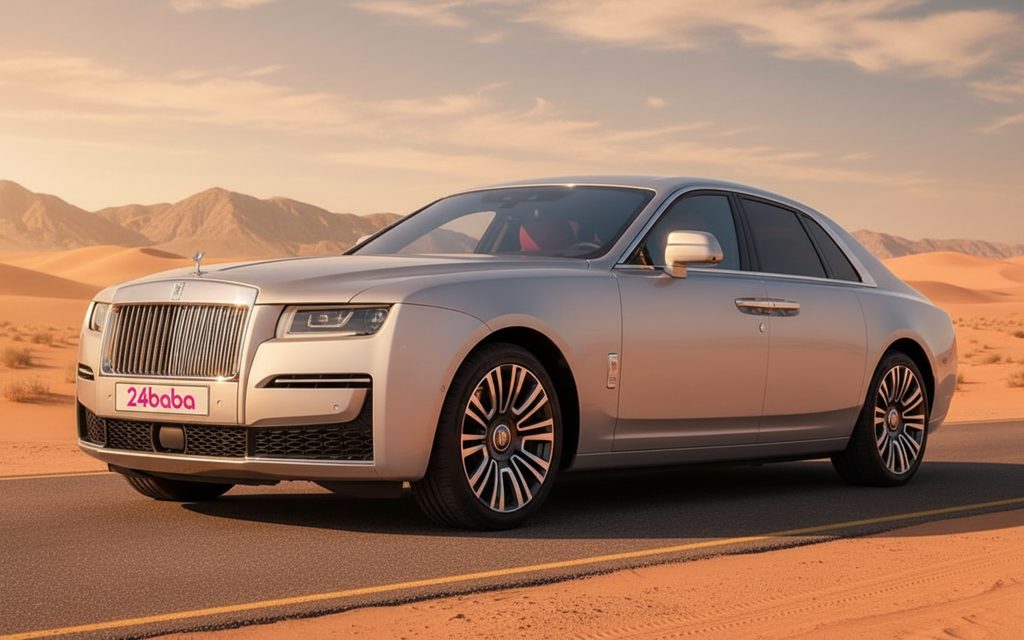 RollsRoyce Ghost 2022 Silver front view with headlights