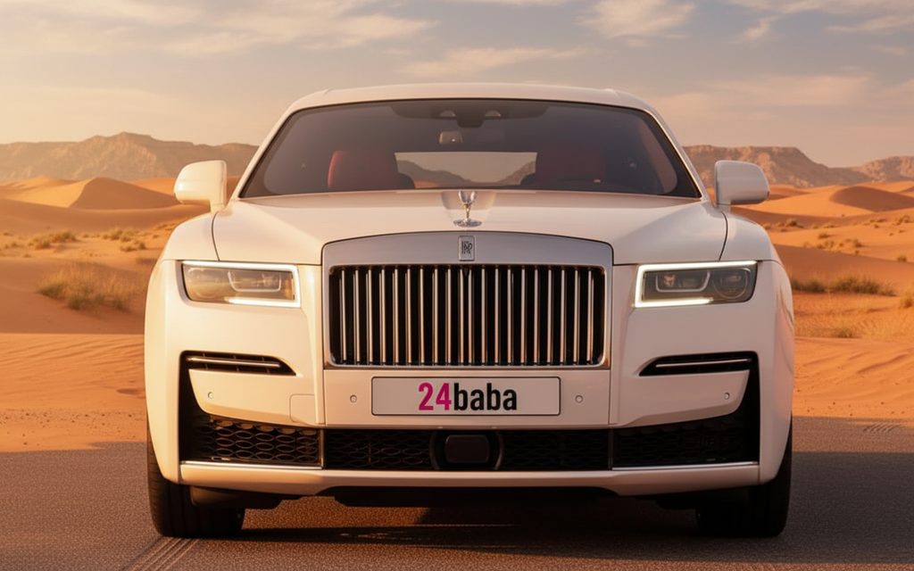 RollsRoyce Ghost 2022 White front view with headlights