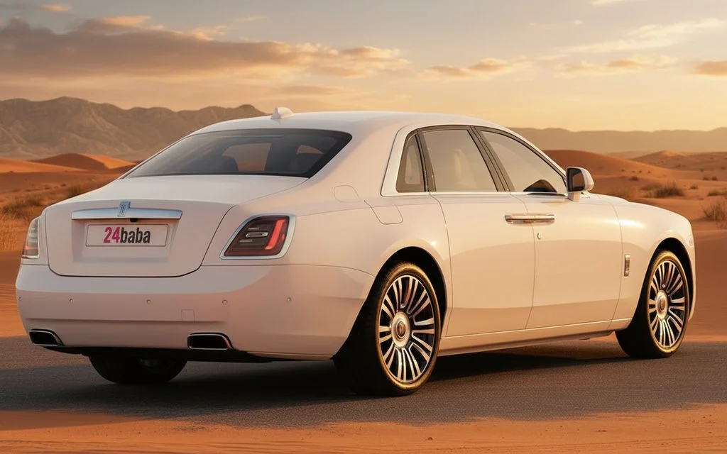 RollsRoyce Ghost 2022 White rear view showing taillights