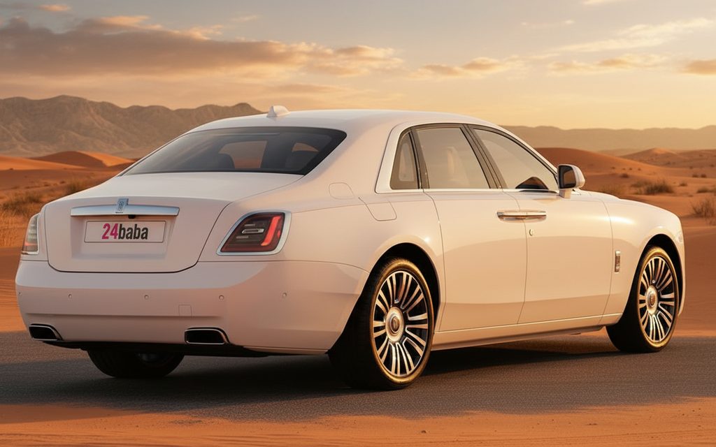RollsRoyce Ghost 2022 White rear view showing taillights