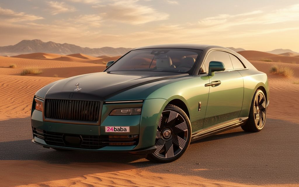 RollsRoyce Spectre 2025 Green front view with headlights – rental in Dubai
