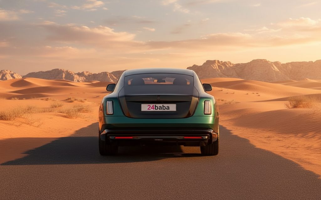 RollsRoyce Spectre 2025 Green rear view showing taillights – rental in Dubai