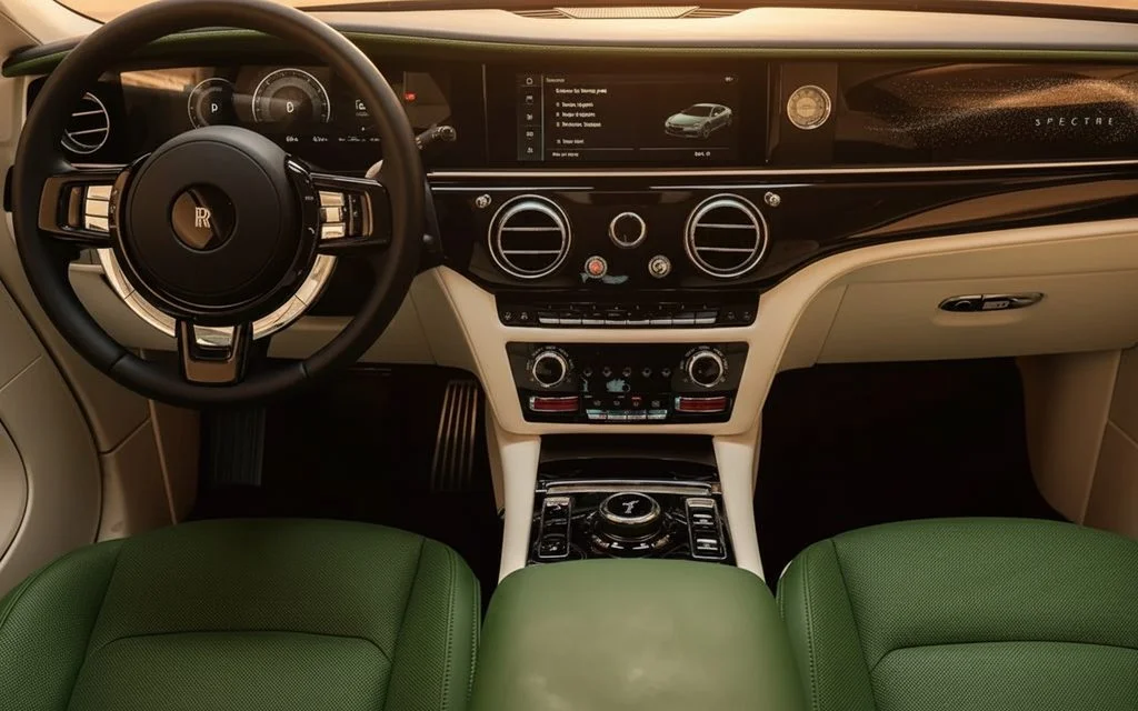 RollsRoyce Spectre 2025 interior view showing trim – rental in Dubai