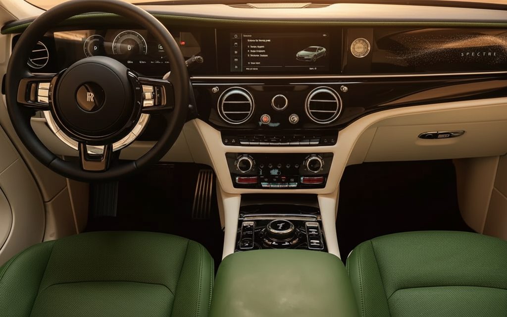 RollsRoyce Spectre 2025 interior view showing trim – rental in Dubai