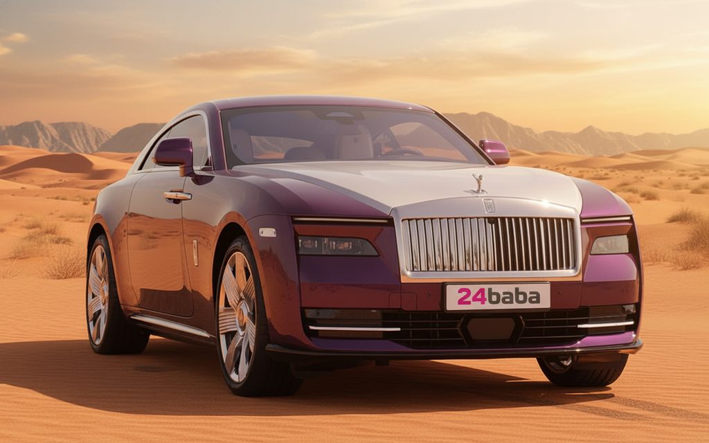 RollsRoyce Spectre 2024 Purple front view with headlights – rental in Dubai