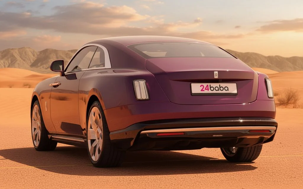 RollsRoyce Spectre 2024 Purple rear view showing taillights – rental in Dubai