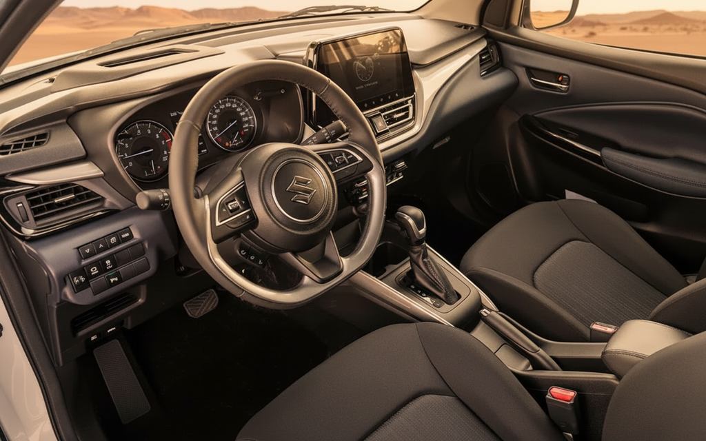 Suzuki Baleno 2023 interior view showing trim – rental in Dubai