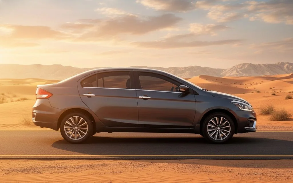 Suzuki Ciaz 2023 Grey side profile – rental in Dubai