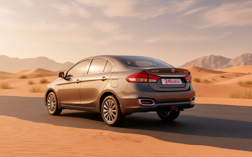 Suzuki Ciaz 2023 Grey rear view showing taillights – rental in Dubai