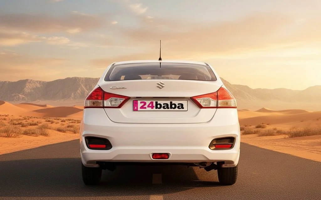Suzuki Ciaz 2023 White rear view showing taillights – rental in Dubai