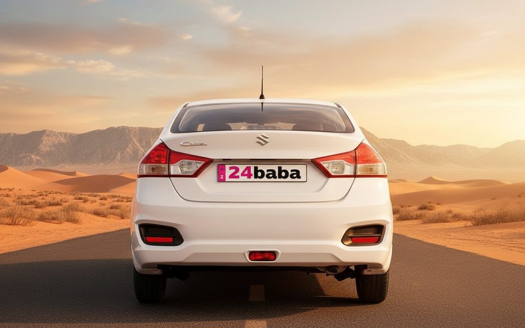 Suzuki Ciaz 2023 White rear view showing taillights – rental in Dubai
