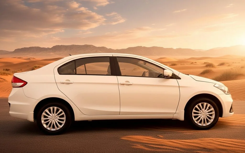 Suzuki Ciaz 2023 White side profile – rental in Dubai