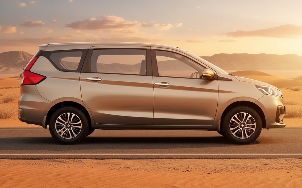Suzuki Ertiga 2024 Grey side profile – rental in Dubai