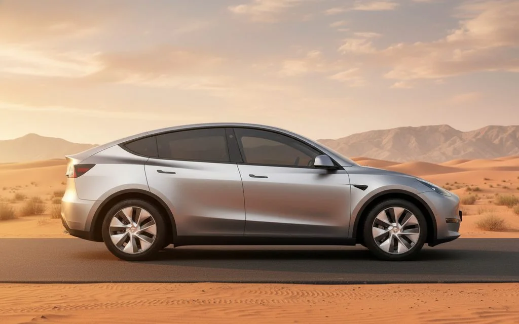 Tesla ModelY 2023 Grey side profile – rental in Dubai