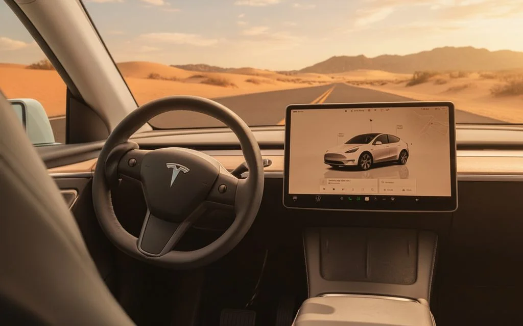 Tesla ModelY 2022 interior view showing trim – rental in Dubai