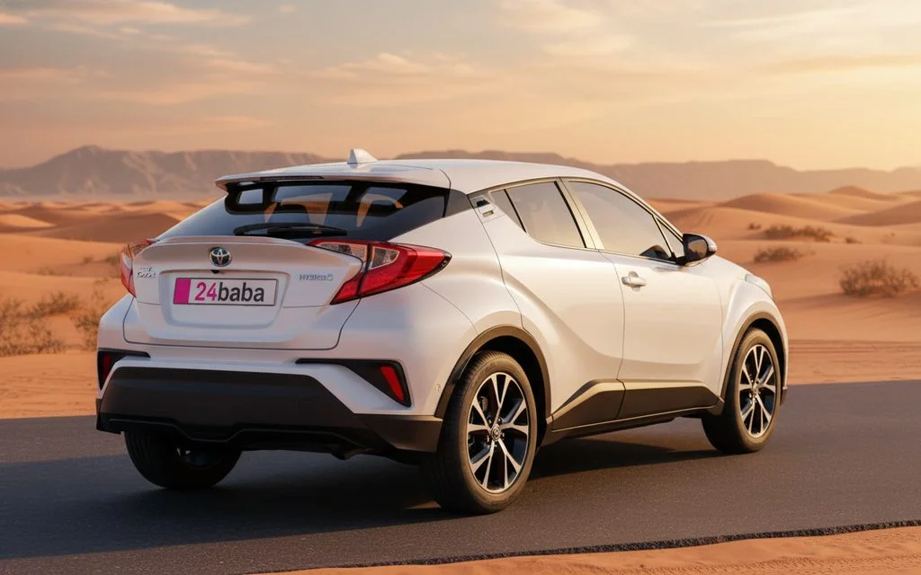 Toyota C Hr 2023 White rear view showing taillights – rental in Dubai