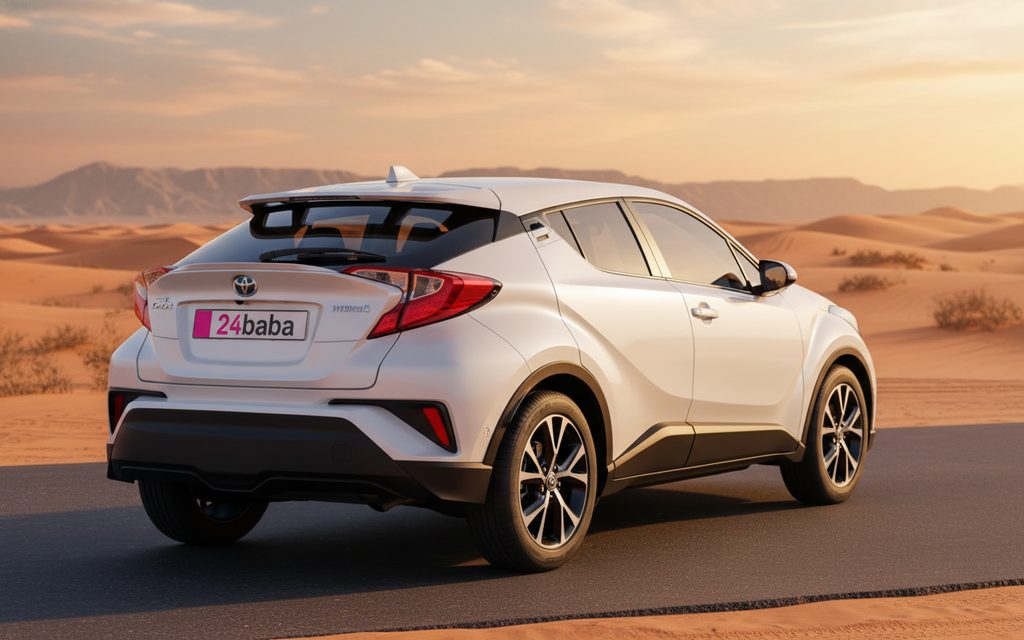 Toyota C Hr 2023 White rear view showing taillights – rental in Dubai