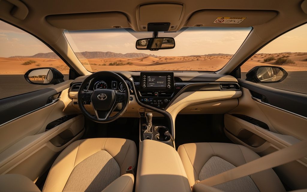 Toyota Camry 2023 dashboard and infotainment – rental in Dubai