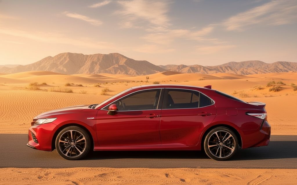 Toyota Camry 2020 Red side profile – rental in Dubai
