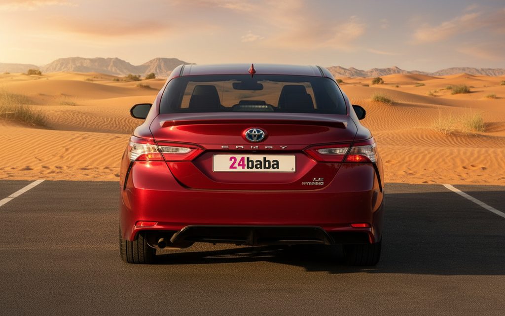 Toyota Camry 2020 Red rear view showing taillights – rental in Dubai