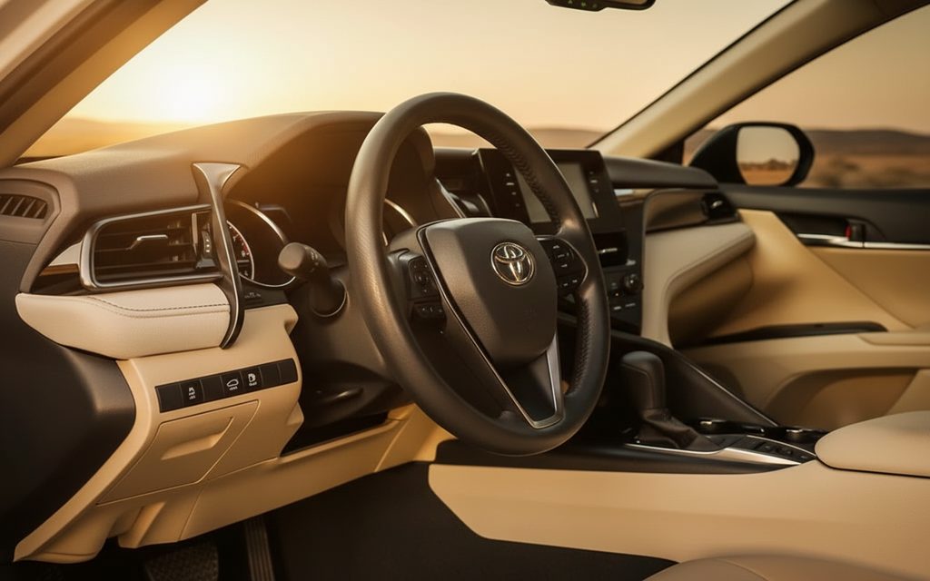 Toyota Camry 2023 interior view showing trim – rental in Dubai